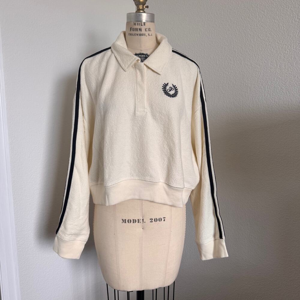 Victoria's Secret PINK | NWT Drop Shoulder Cropped Varsity Teddy Hoodie size XL